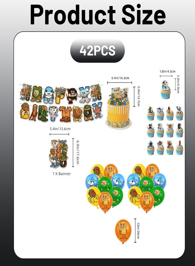 Buildcon 42PCS Brainrot Birthday Decorations, Kids Party Decor, Large Rubber Theme Props - Image 2